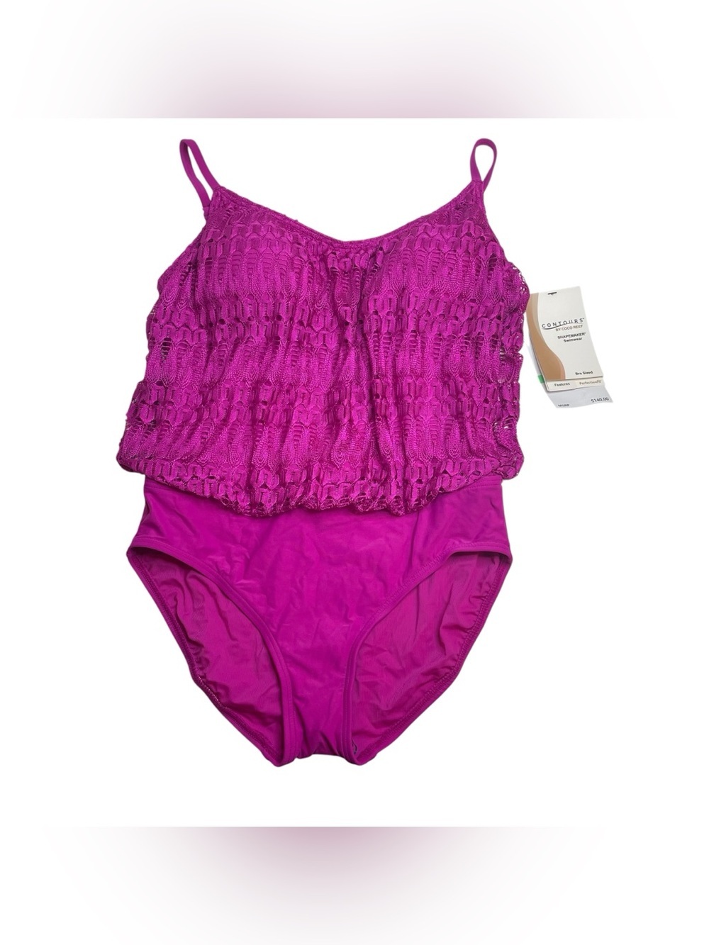 Contours by Coco Reef Amaris Lace One Piece Swimsuit Magenta Size 10 / 34C/D New